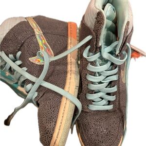 Texture High-Top wedge Sneakers in gray  and Aqua